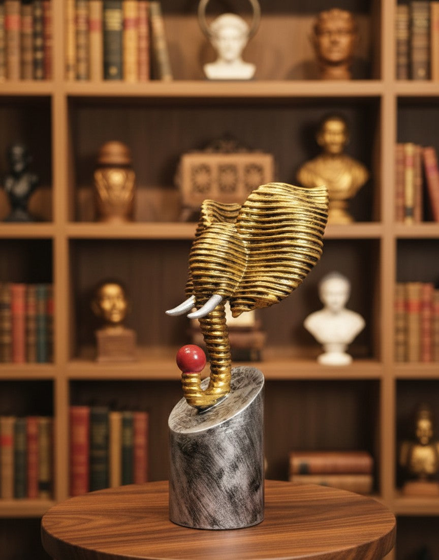 Linear Ribbed Safari Statues – Elephant & Horse Set 12"10"