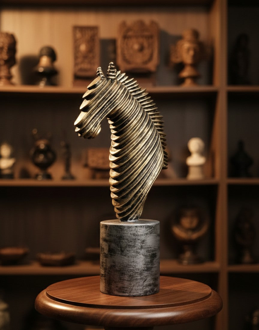 Linear Ribbed Safari Statues – Elephant & Horse Set 12"10"