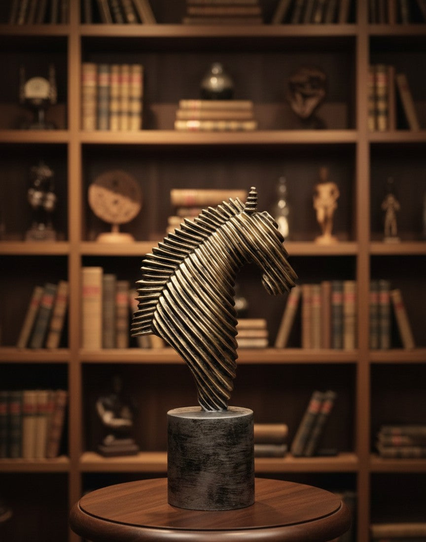 Linear Ribbed Safari Statues – Elephant & Horse Set 12"10"