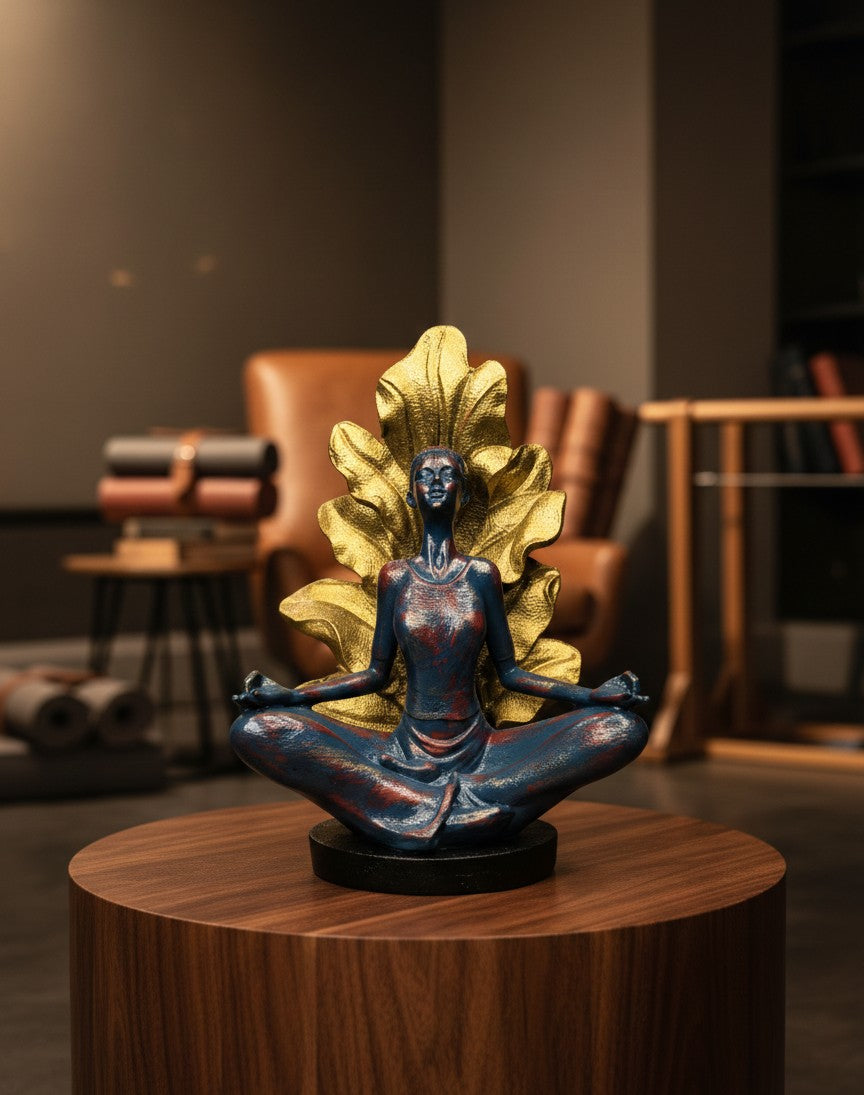Golden Aura Yoga Figurine Trio – Zen Meditation Set -12"
