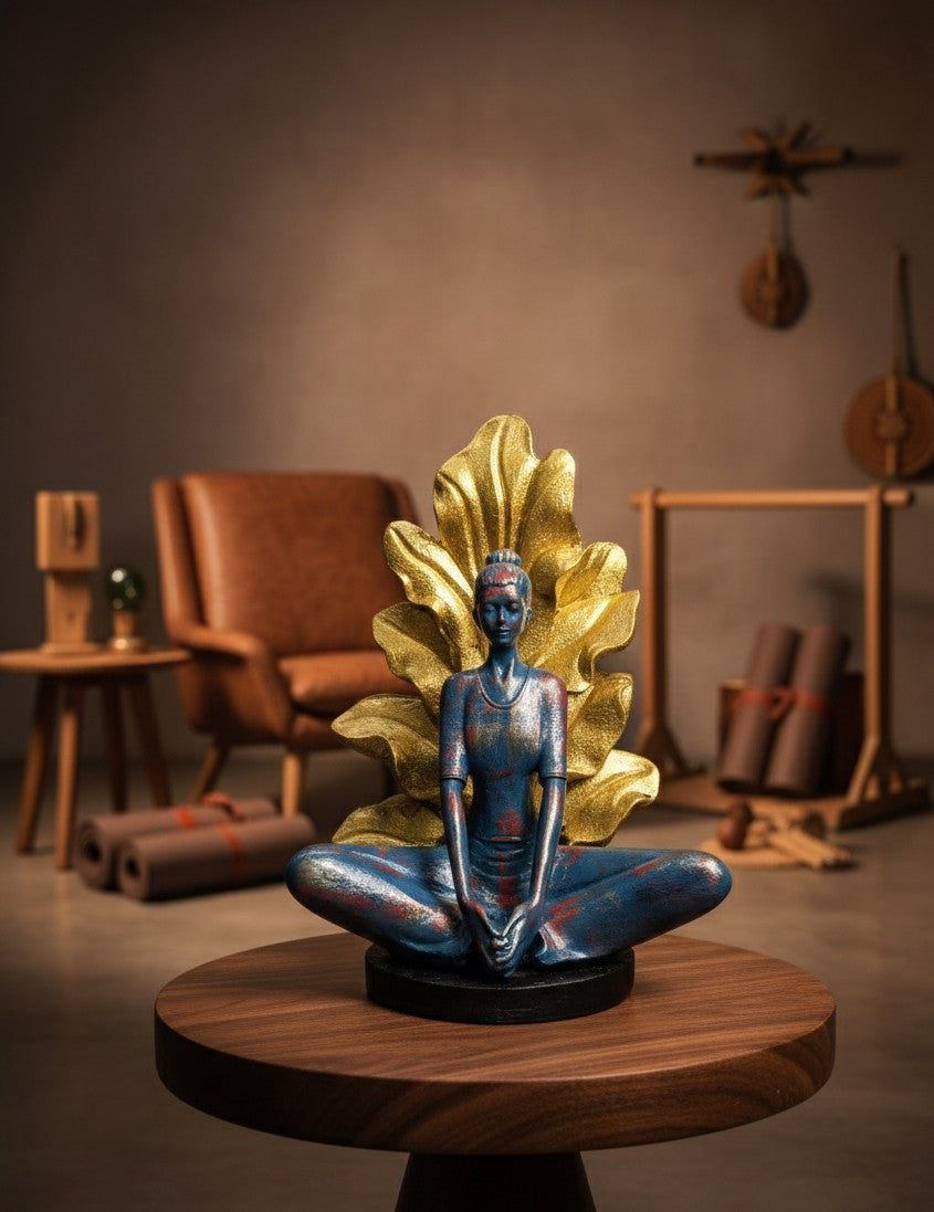 Golden Aura Yoga Figurine Trio – Zen Meditation Set -12"