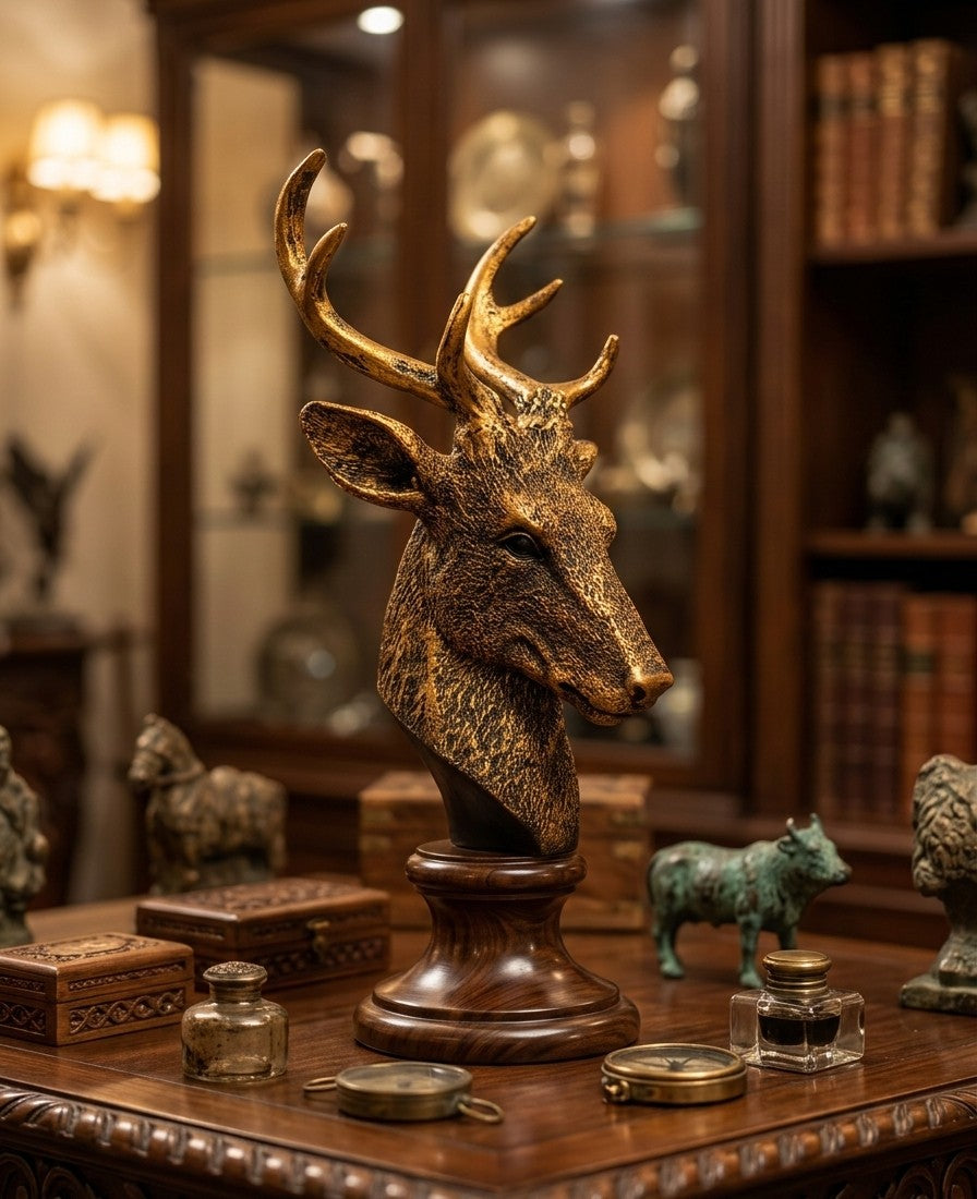 Deer & Gazelle Bust Set – Rustic Wildlife Decor 14"14"