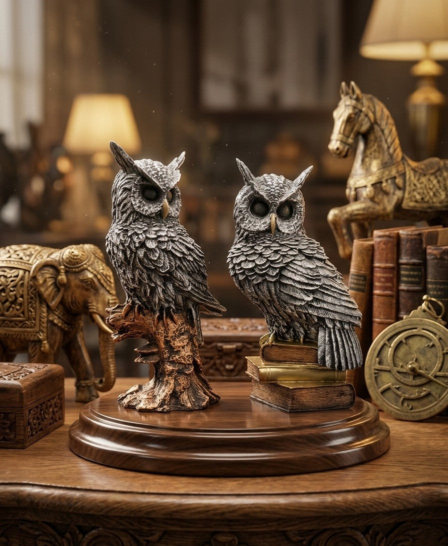 Wise Owl Wisdom Duo – Bookshelf Decor Set 16"16"