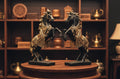 Regal Golden Horse Couple Statue 14"15"