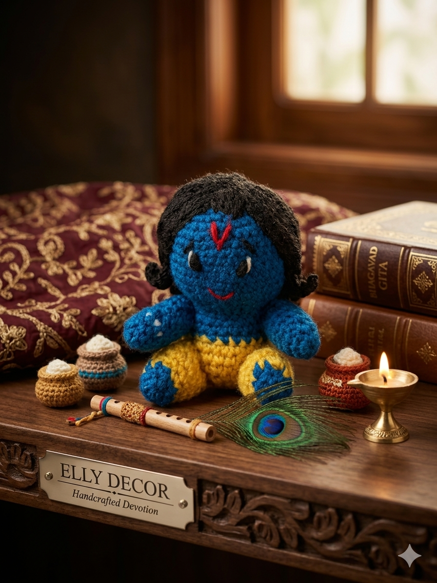 Adorable Hand-Knitted Ladoo Gopal Woolen Idol